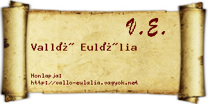 Valló Eulália névjegykártya